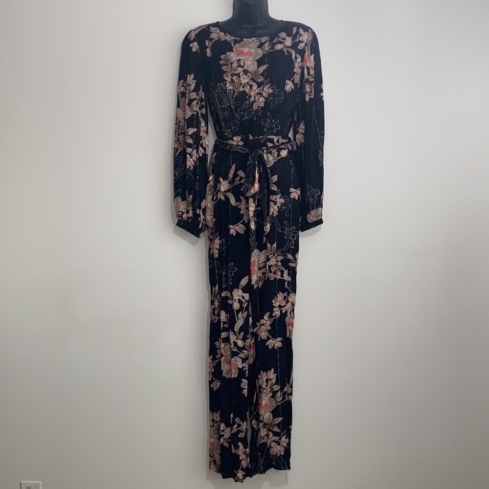 Anthropologie Harlyn Audria Jacquard Floral Jumpsuit Size Small - Picture 2 of 12